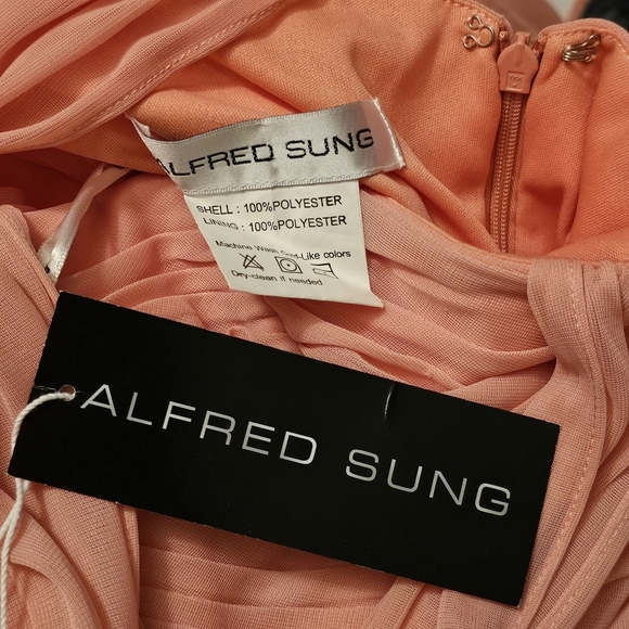 ALFRED SUNG Style D718 Apricot Gown Dress Size 2 - Picture 3 of 3